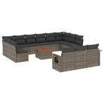 vidaXL Salon de jardin avec coussins 14 Pièces gris résine tressée