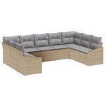 vidaXL Ensemble de salle à manger de jardin de 9 pièces avec coussins en poly rattan beige