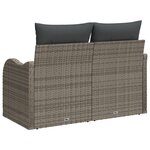 Canapé de jardin 2 places avec coussins Gris en Poly Rattan