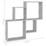 vidaXL Étagère murale cube Gris béton 80x15x78 5 cm Bois d’ingénierie