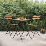 vidaXL Ensemble de bistro pliable 3 Pièces Bois de teck massif et acier
