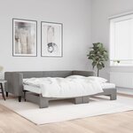 vidaXL Lit de jour avec gigogne et matelas gris foncé 100x200 cm tissu