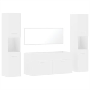 vidaXL Ensemble de meubles salle de bain 4 Pièces blanc bois d'ingénierie