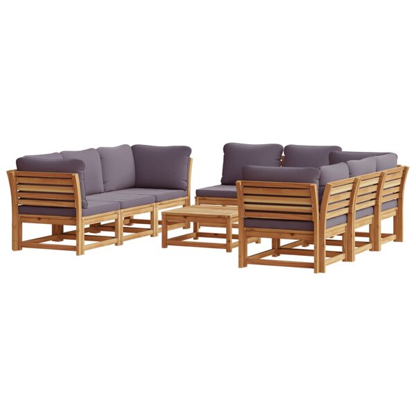 vidaXL Salon de jardin avec coussins 9 Pièces bois massif d'acacia