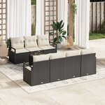 Canapé de Jardin de 8 pièces avec Coussins Noir Rattan Synthétique