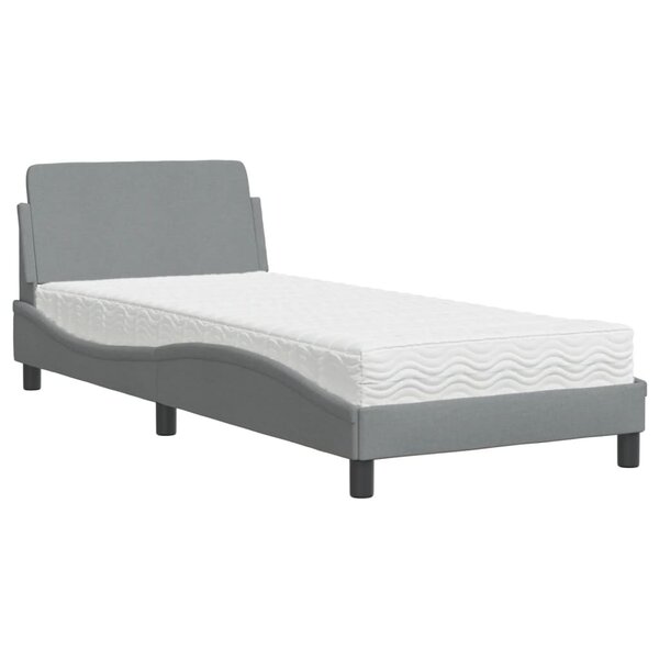 vidaXL Lit avec matelas gris clair 90x200 cm tissu