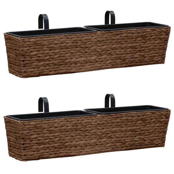 vidaXL Pots de fleurs 2 Pièces jacinthe d'eau marron