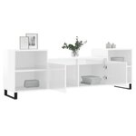 vidaXL Meuble TV Blanc brillant 160x35x55 cm Bois d'ingénierie
