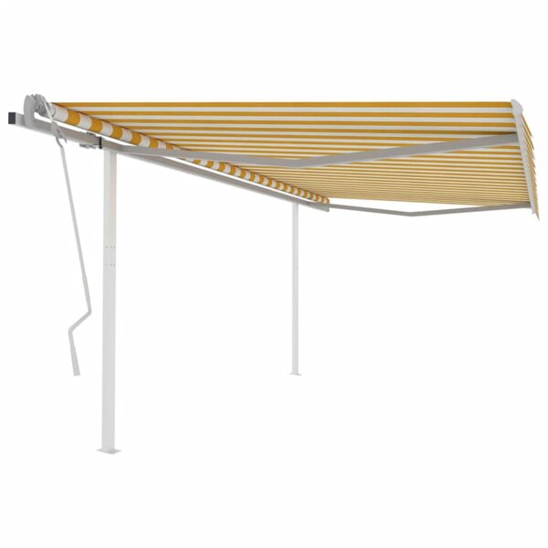 vidaXL Auvent manuel rétractable avec poteaux 4x3 m Jaune et blanc