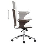 Chaise fauteuil siège pivotante de bureau informatique étude similicuir et bois courbé blanc 02_0024087