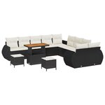 Ensemble de canapé de jardin 13 pièces avec coussins en poly rattan noir