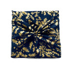 Papier cadeau réutilisable - Bouts de Houx (bleu nuit) 35x35cm Mat 100  Coton