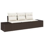 vidaXL Ensemble de canapés de jardin 3 pièces avec coussins  rotin poly marron
