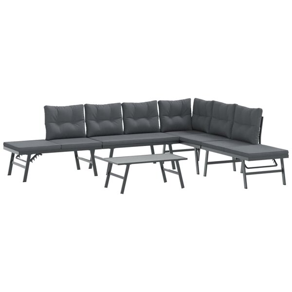 vidaXL Ensemble de bancs de jardin avec coussins 5 Pièces noir