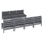Salon de jardin meuble d'extérieur ensemble de mobilier 8 pièces avec coussins anthracite bois de pin 02_0017472