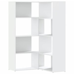 vidaXL Bibliothèque d'angle à 4 niveaux blanc bois d'ingénierie
