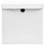 vidaXL Boîtes de rangement avec couvercle 10Pièces Blanc 32x32x32cm Tissu