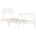 vidaXL Cadre de lit avec tête de lit blanc 90x200 cm bois massif