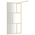 vidaXL Paroi de douche avec verre ESG transparent doré 115x195 cm
