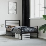 vidaXL Cadre de lit métal avec tête de lit/pied de lit noir 100x190 cm