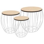 vidaXL Ensemble de table basse Contreplaqué de peuplier Fer 3 Pièces