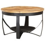 vidaXL Table basse Ø68x43 cm Bois de manguier brut