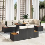 vidaXL Ensemble de Canapé de Jardin 9 pièces avec Oreillers Noir Rattan Poly