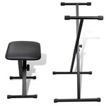 vidaXL Ensemble de tabouret et support réglable de piano