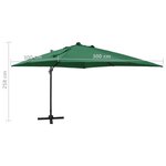 vidaXL Parasol déporté avec mât et lumières LED Vert 300 cm