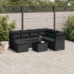 vidaXL Salon de jardin 8 Pièces avec coussins noir résine tressée