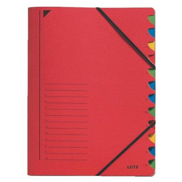 Classeur trieur, format A4, 12 compartiments rouge LEITZ
