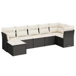 vidaXL Salon de jardin 7 Pièces avec coussins noir résine tressée