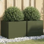 vidaXL Jardinières 2 Pièces vert olive 42x40x39 cm acier laminé à froid