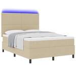 vidaXL Lit à Sommier avec Matelas & Lumière LED Vert Gris 140x200 cm Tissu en Corde