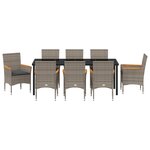 vidaXL Ensemble de salle à manger de jardin de 9 pièces avec coussins en poly rotin gris