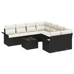 vidaXL Ensemble de Canapé de Jardin de 9 Pièces avec Coussins - Osier Poly Noir