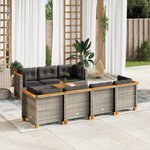 vidaXL Salon de jardin 8 Pièces avec coussins gris résine tressée