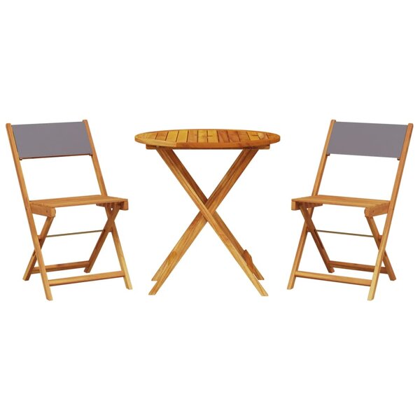 vidaXL Ensemble de bistro 3 Pièces anthracite tissu et bois massif