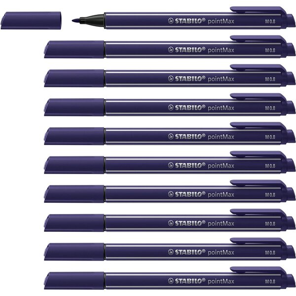 Stylo-feutre pointMax  pointe 0 8mm - Bleu de prusse x 10 STABILO