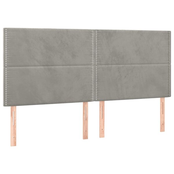 vidaXL Têtes de lit 4 Pièces Gris clair 100x5x78/88 cm Velours
