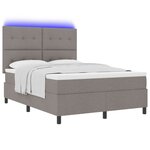 vidaXL Lit à ressort avec matelas et LED Taupe 140x200 cm Tissu