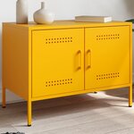 vidaXL Meuble TV jaune moutarde 68x39x50 5 cm acier