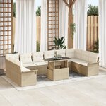 vidaXL Ensemble de 11 pièces de sofa de jardin avec coussins beige en poly rotin