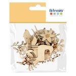 35 Mini décorations animaux et végétaux en bois