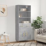 vidaXL Buffet haut Gris béton 69 5x34x180 cm Bois d'ingénierie