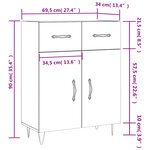 vidaXL Buffet chêne fumé 69 5x34x90 cm bois d'ingénierie
