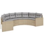 vidaXL Canapé de jardin table coussins demi-rond beige résine tressée