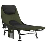 vidaXL Lit de pêche avec pieds à boue réglables pliable vert