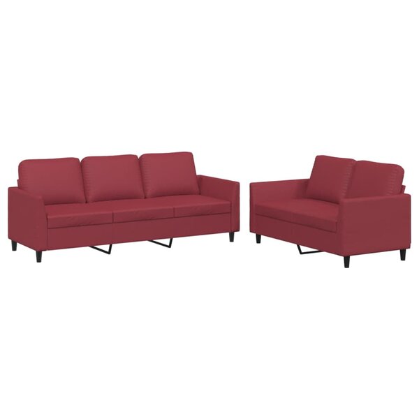 vidaXL Ensemble de canapés 2 Pièces et coussins Rouge bordeaux Similicuir