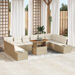 vidaXL Ensemble de salle à manger de jardin 11 pièces avec coussins beige en poly rotin et acacia